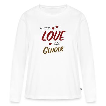 Drôle de dire Faire l’amour pas le genre - T-shirt manches longues Premium bio Femme - blanc - Devant - Julia (174cm)