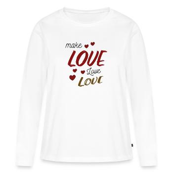 Faire l’amour - Liebe - T-shirt manches longues Premium bio Femme - blanc - Devant - Julia (174cm)