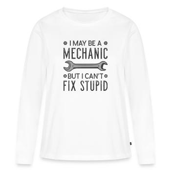Mechanic Fix Stupid - Women's Premium Organic Long Sleeve Shirt - white - Front - Julia (174cm)