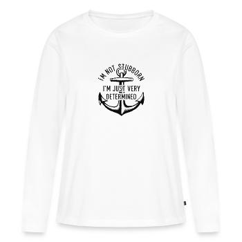 Je ne suis pas têtu, je suis juste très déterminé. - T-shirt manches longues Premium bio Femme - blanc - Devant - Julia (174cm)
