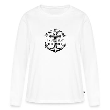 Je ne suis pas têtu, je suis juste très déterminé. - T-shirt manches longues Premium bio Femme - blanc - Devant - Julia (174cm)