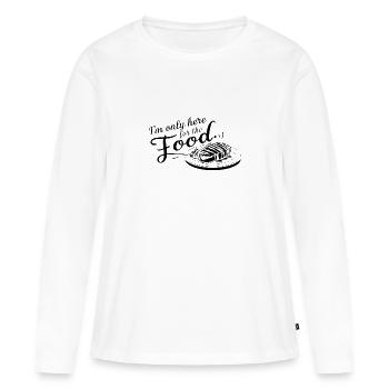 Je ne suis ici que pour la nourriture. - T-shirt manches longues Premium bio Femme - blanc - Devant - Julia (174cm)