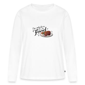 Je ne suis ici que pour la nourriture. - T-shirt manches longues Premium bio Femme - blanc - Devant - Julia (174cm)