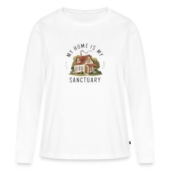 Ma maison est mon refuge. - T-shirt manches longues Premium bio Femme - blanc - Devant - Julia (174cm)