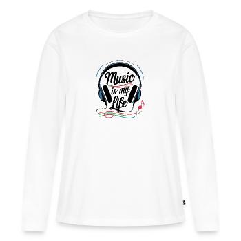 Musik ist mein Leben - Frauen Premium Bio Langarmshirt - Weiß - Vorne - Julia (174cm)