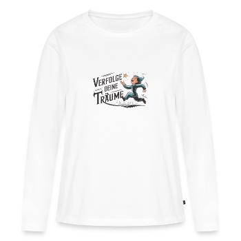 Verfolge deine Träume - Frauen Premium Bio Langarmshirt - Weiß - Vorne - Julia (174cm)
