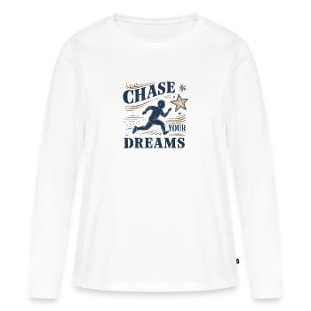 Verfolge deine Träume - Frauen Premium Bio Langarmshirt - Weiß - Vorne - Julia (174cm)
