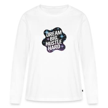 Rêver grand, se démener – Ciel nocturne - T-shirt manches longues Premium bio Femme - blanc - Devant - Julia (174cm)