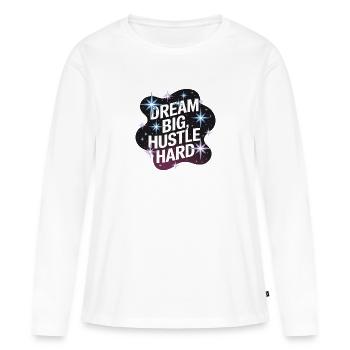 Rêver grand, se démener – Ciel nocturne - T-shirt manches longues Premium bio Femme - blanc - Devant - Julia (174cm)