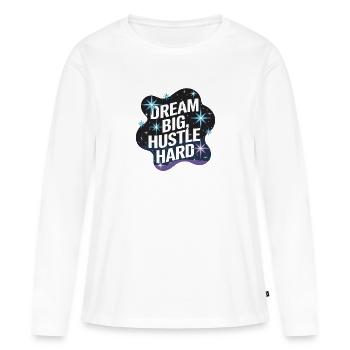 Rêver grand, se démener – Ciel nocturne - T-shirt manches longues Premium bio Femme - blanc - Devant - Julia (174cm)