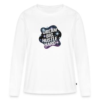 Rêver grand, se démener – Ciel nocturne - T-shirt manches longues Premium bio Femme - blanc - Devant - Julia (174cm)