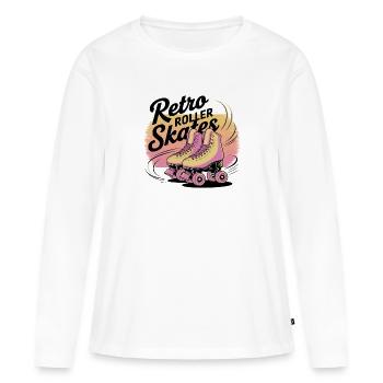 Patins à roulettes rétro – 80s Vibes - T-shirt manches longues Premium bio Femme - blanc - Devant - Julia (174cm)