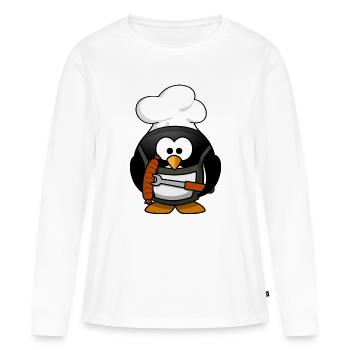 Cuisson du pingouin avec des saucisses grillées - T-shirt manches longues Premium bio Femme - blanc - Devant - Julia (174cm)