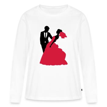 Mariage, Mariée, Le marié - T-shirt manches longues Premium bio Femme - blanc - Devant - Julia (174cm)