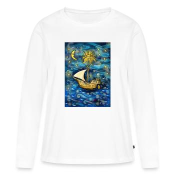 Vessel in the Starry Ocean - Women's Premium Organic Long Sleeve Shirt - white - Front - Julia (174cm)