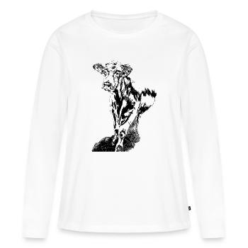 Vache Noir Blanc Bande Dessinée - T-shirt manches longues Premium bio Femme - blanc - Devant - Julia (174cm)