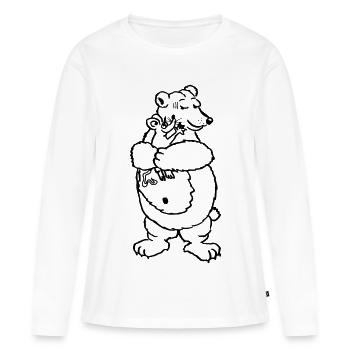 souris ours câlin amour souris ours - T-shirt manches longues Premium bio Femme - blanc - Devant - Julia (174cm)