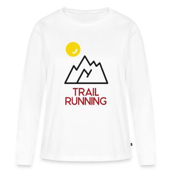 Trail Running - T-shirt manches longues Premium bio Femme - blanc - Devant - Julia (174cm)