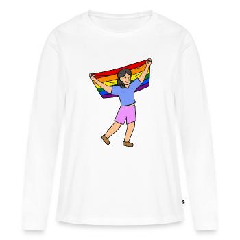 Lgbt Regenbogenfahne Parade Rechte Homosexueller - Frauen Premium Bio Langarmshirt - Weiß - Vorne - Julia (174cm)