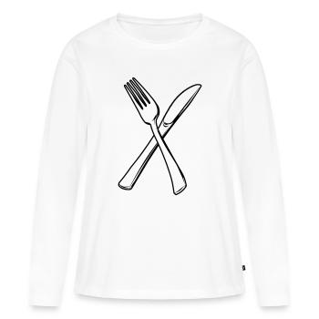 Couteau et fourchette transparents - T-shirt manches longues Premium bio Femme - blanc - Devant - Julia (174cm)