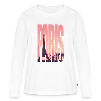 Silhouette Paris Rose - T-shirt manches longues Premium bio Femme - blanc - Devant - Julia (174cm)