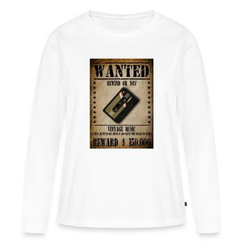 GESUCHTE AUDIOKASSETTE - Frauen Premium Bio Langarmshirt - Weiß - Vorne - Julia (174cm)