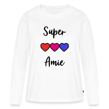 SUPER AMIE - T-shirt manches longues Premium bio Femme - blanc - Devant - Julia (174cm)