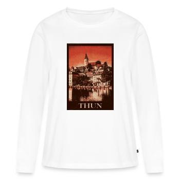 Horizon de Thoune - T-shirt manches longues Premium bio Femme - blanc - Devant - Julia (174cm)