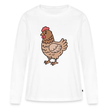 Poulets Poulets - T-shirt manches longues Premium bio Femme - blanc - Devant - Julia (174cm)
