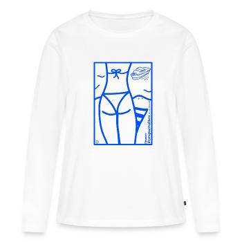 Les îles d'Hyères - T-shirt manches longues Premium bio Femme - blanc - Devant - Julia (174cm)