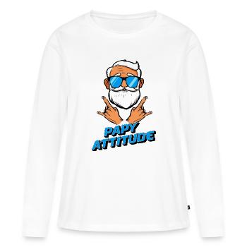 Papy attitude - T-shirt manches longues Premium bio Femme - blanc - Devant - Julia (174cm)