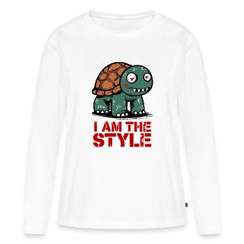 Tortue Je suis le Style - T-shirt manches longues Premium bio Femme - blanc - Devant - Julia (174cm)