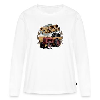 Ancré dans la croissance - T-shirt manches longues Premium bio Femme - blanc - Devant - Julia (174cm)
