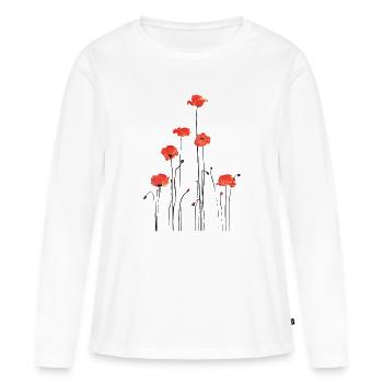 Abstrakte Mohnblumen Illustration - Frauen Premium Bio Langarmshirt - Weiß - Vorne - Julia (174cm)