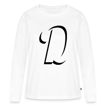 Lettre D, nom, la lettre D - T-shirt manches longues Premium bio Femme - blanc - Devant - Julia (174cm)
