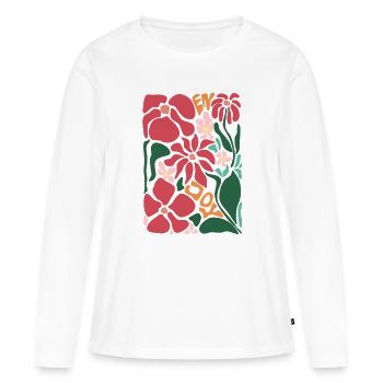 Fleurs de Bonne Humeur - Rouge - T-shirt manches longues Premium bio Femme - blanc - Devant - Julia (174cm)