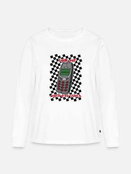 Call Me When U're Sober - Frauen Premium Bio Langarmshirt - Weiß
