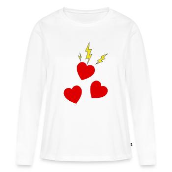 Elektrische Herzen in Rot - Frauen Premium Bio Langarmshirt - Weiß - Vorne - Julia (174cm)