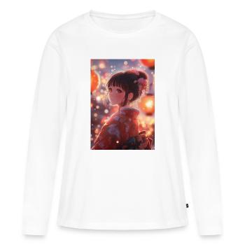 Kimono Blooming Bright Lanterns - Women's Premium Organic Long Sleeve Shirt - white - Front - Julia (174cm)