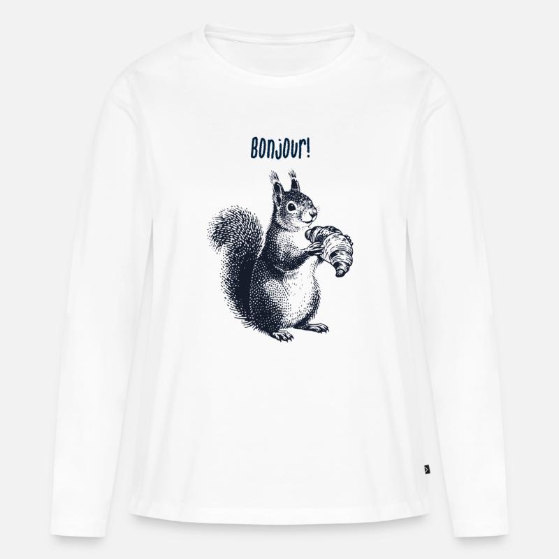 Bonjour Croissant Eichhörnchen - Frauen Premium Bio Langarmshirt - Weiß