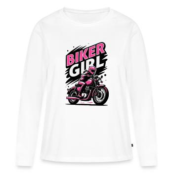 Reine motard - T-shirt manches longues Premium bio Femme - blanc - Devant - Julia (174cm)