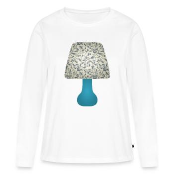 Abat-jour à volutes florales bleues - T-shirt manches longues Premium bio Femme - blanc - Devant - Julia (174cm)