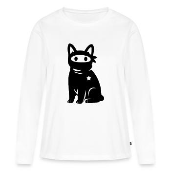 Chat Masqué avec Étoile – Antifascisme Antifa - T-shirt manches longues Premium bio Femme - blanc - Devant - Julia (174cm)