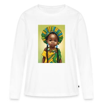Afrikanisches Mädchen im bunten Frost - Frauen Premium Bio Langarmshirt - Weiß - Vorne - Julia (174cm)