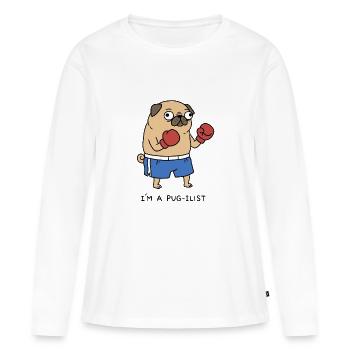 Ich bin ein Boxer, lustiger Boxer, Mopshund, Wortspiel - Frauen Premium Bio Langarmshirt - Weiß - Vorne - Julia (174cm)