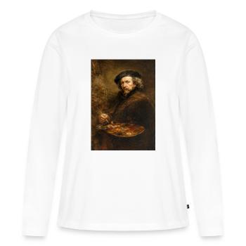 Vieux Maître avec Palette - T-shirt manches longues Premium bio Femme - blanc - Devant - Julia (174cm)