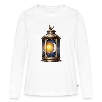 Lanterne Soleil Lune - T-shirt manches longues Premium bio Femme - blanc - Devant - Julia (174cm)