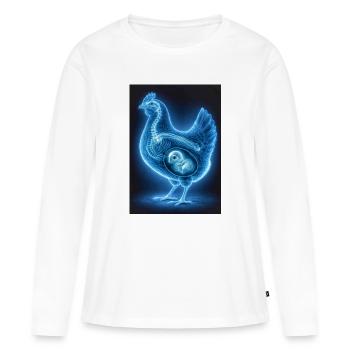 Art fœtal en poulet néon - T-shirt manches longues Premium bio Femme - blanc - Devant - Julia (174cm)