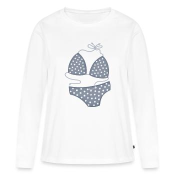 Motif de bikini à pois - T-shirt manches longues Premium bio Femme - blanc - Devant - Julia (174cm)