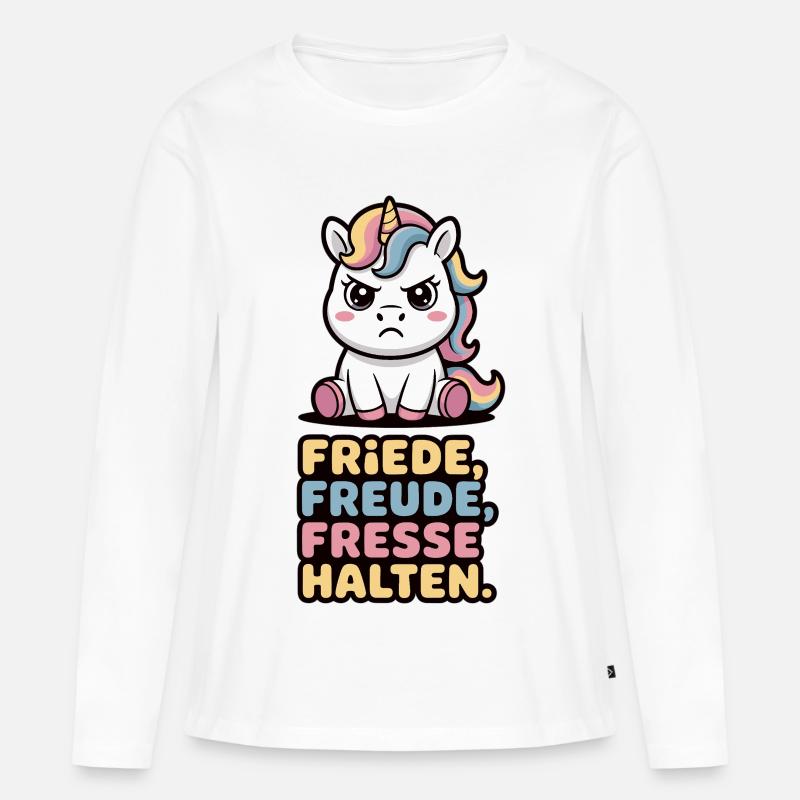 Süßes Einhorn Sarkasmus Spruch Fun Shirt - Frauen Premium Bio Langarmshirt - Weiß